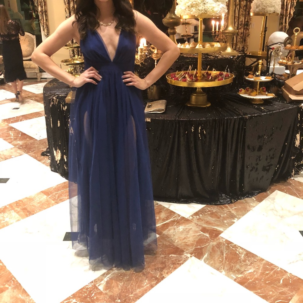 Blue floor length dress